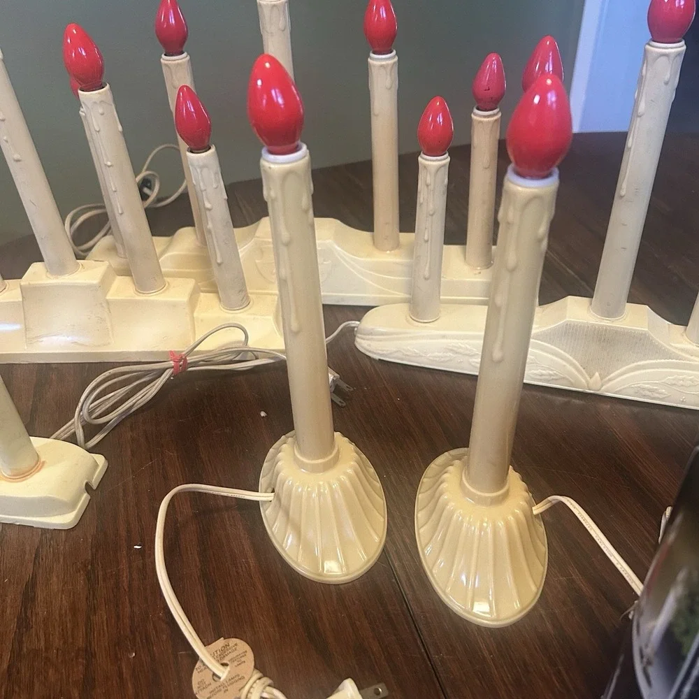 Christmas Candoliers 5-Light Holiday & Single Window Candles Candelabra Lot Of 8